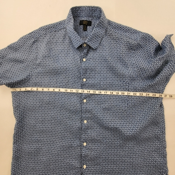 Mens Club Room Luxury Linen Blue White Geo Print Short Sleeve Button Up Sz XXL - Picture 6 of 7